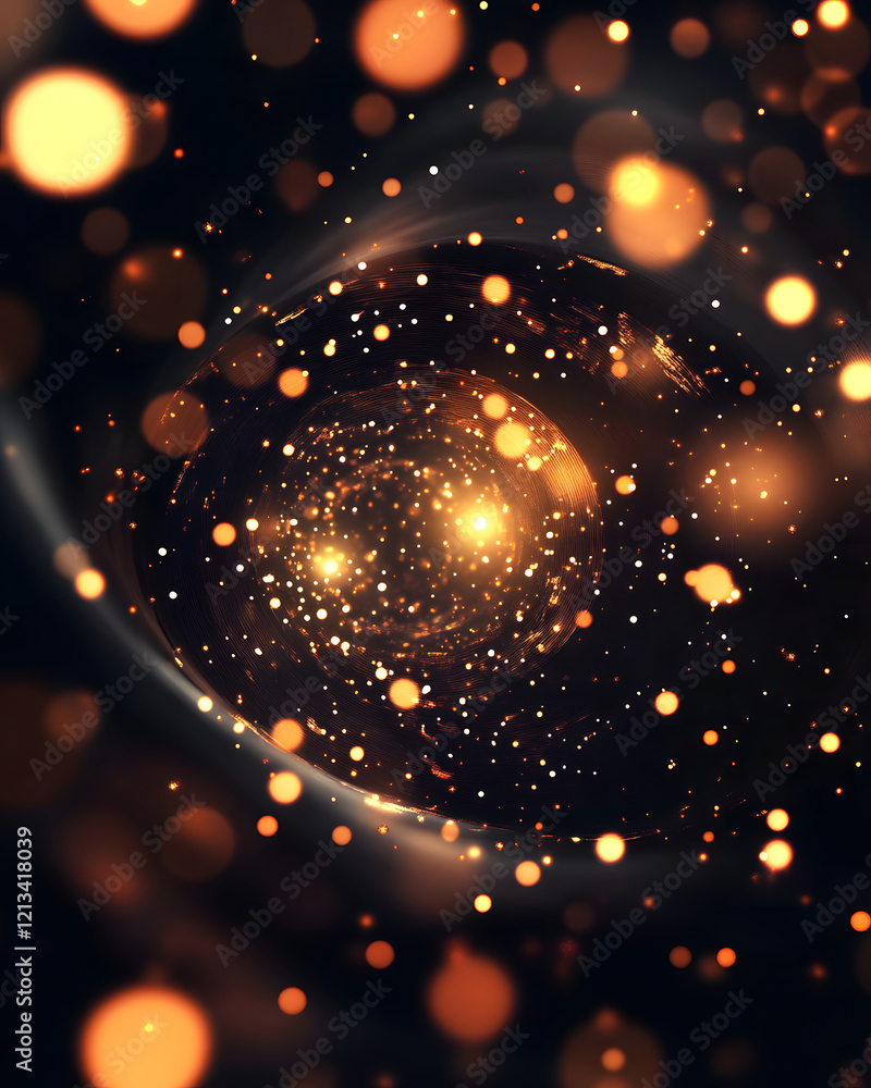 Poster abstract swirling lightscape with bokeh