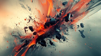 Abstract Explosion of  Colors and Fragments