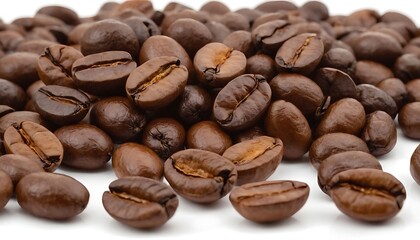 Fototapeta premium Coffee Beans and Liquid Splash Isolated on White Background. 9