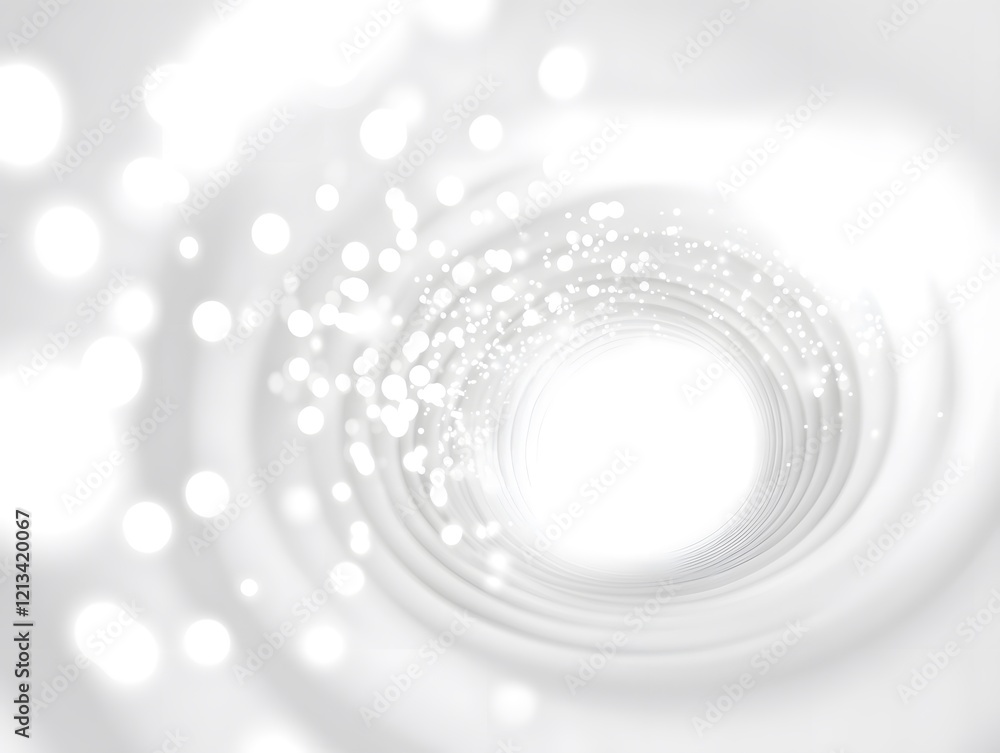 Poster abstract white concentric swirl with bokeh