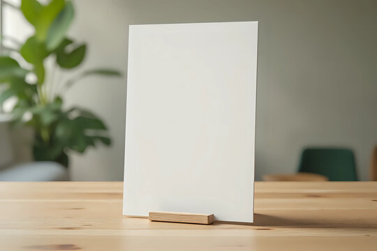 Stand Mock up Menu frame tent card blurred background