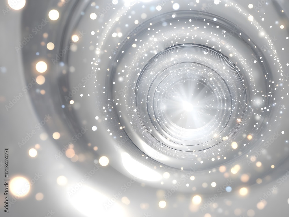 Poster concentric circles with bokeh lights and central light source