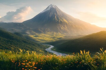 Fototapeta premium Towering Mountains Photorealistic Landscapes