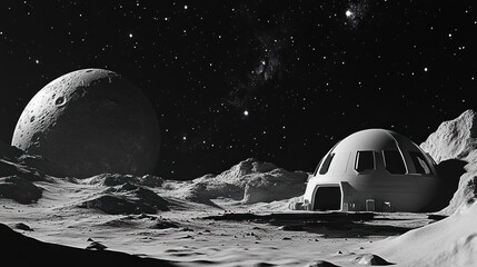 Lunar Colony: A Monochrome Vision of Extraterrestrial Habitation