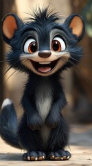 Fototapeta premium Adorable Animated Creature Happy Smiling Furry