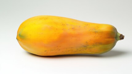 A single, ripe papaya with its smooth, yellow-orange skin and oblong shape