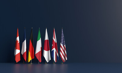 G7 flag country global politic government president group canada france german italy japan united kingdom uk united state america usa us business financial solider army weapon summit meeting g7 travel © StreetOnCamara