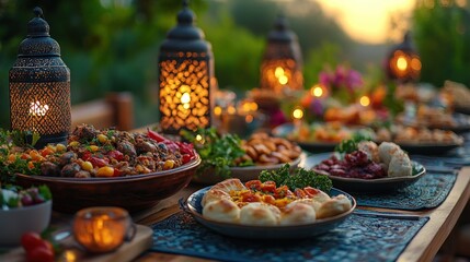 Outdoor Sunset Dinner Party Feast