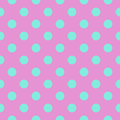Cute Seamless Turquoise and Lilac Polka Dot Pattern