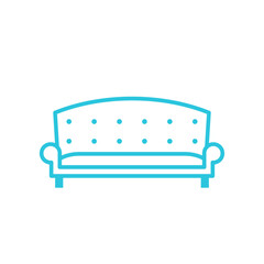 Relaxing Sofa icon. Isolated on white. Blue icon set.