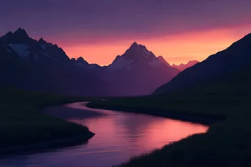 Fototapeten Towering Mountains Photorealistic Landscapes © niluksha