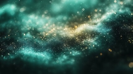 Naklejka premium Teal and Gold Sparkling Abstract Background