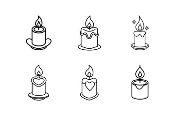 romantic candle icon vector line art illustration
