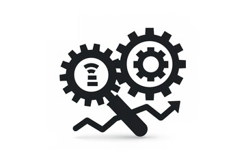 Interconnected gears and upward trend graph