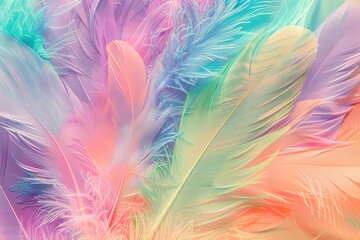 Fototapeta premium Pastel-colored feathers, soft and delicate.