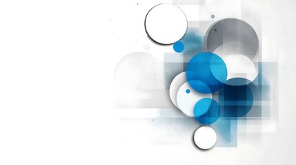 Abstract Blue and White Circles Geometric Design