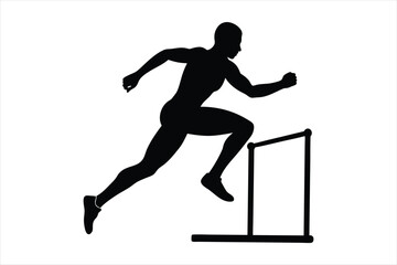Male Athlete Running Hurdles in Athletics Race High Quality Stock Image for Sports, Fitness, and Track Events