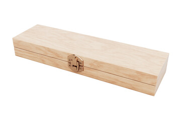 Closed Wooden Box Mockup with Bronze Latch. 3d Rendering