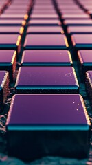 Obraz premium Glossy Purple Blue Cubes Abstract Tech Background 3D Render