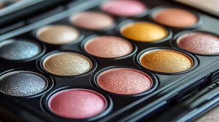 Professional Makeup Kit with Rich Multicolor Eyeshadow Palette for Creative Beauty Looks : Generative AI
