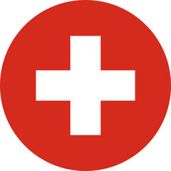Switzerland country flag icon, Swiss circle button