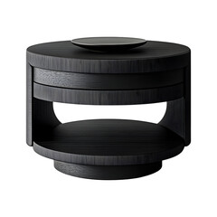 Modern Minimalistic Nightstand with Circular Top on transparent background