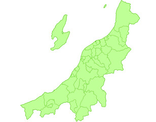 新潟県　地図　黄緑　イラスト