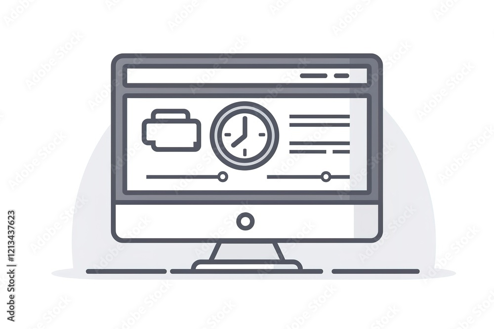 Poster computer screen displaying time and printer settings.
