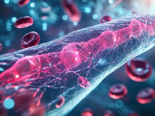 Prevention and Health Promotion Concept. An animated depiction of an artery with plaque buildup, highlighting awareness of cardiovascular health issues.