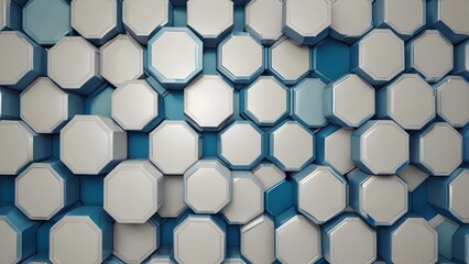 Fototapeta premium white background with blue tech hexagonal pattern design Generative AI