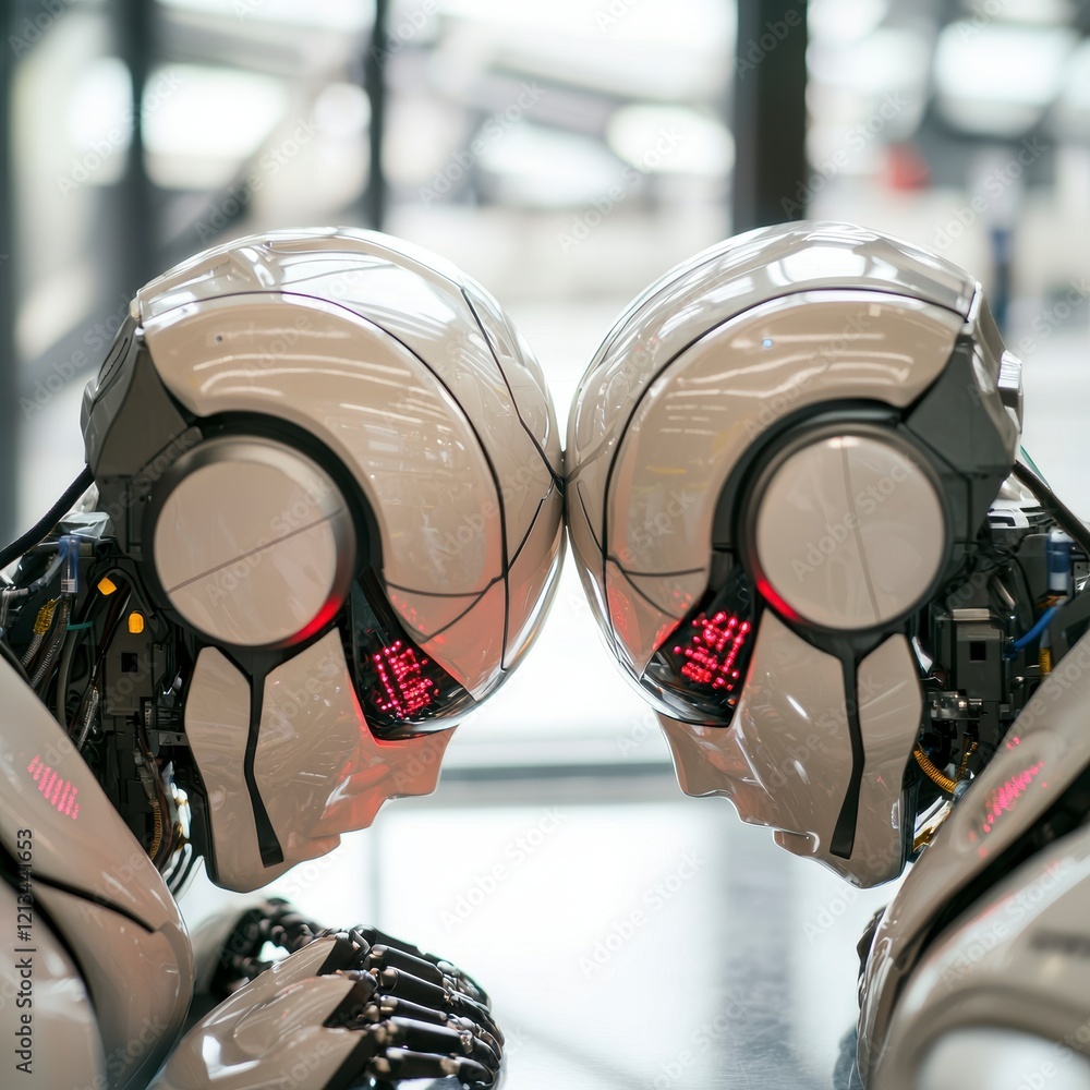 Aufkleber futuristic robots ai technology innovation science artificial intelligence close up