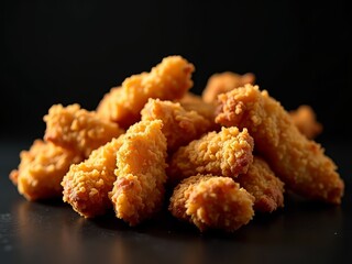 Breaded and fried chicken strips
