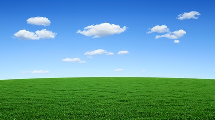 Fototapeta premium Serene Green Field Under a Blue Sky