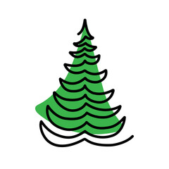 Simple green tree illustration for festive decor and seasonal celebrations