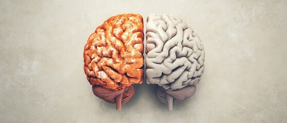 Prevention and Health Promotion Concept. A comparative image showcasing a healthy and diseased brain, highlighting differences for educational and awareness purposes.