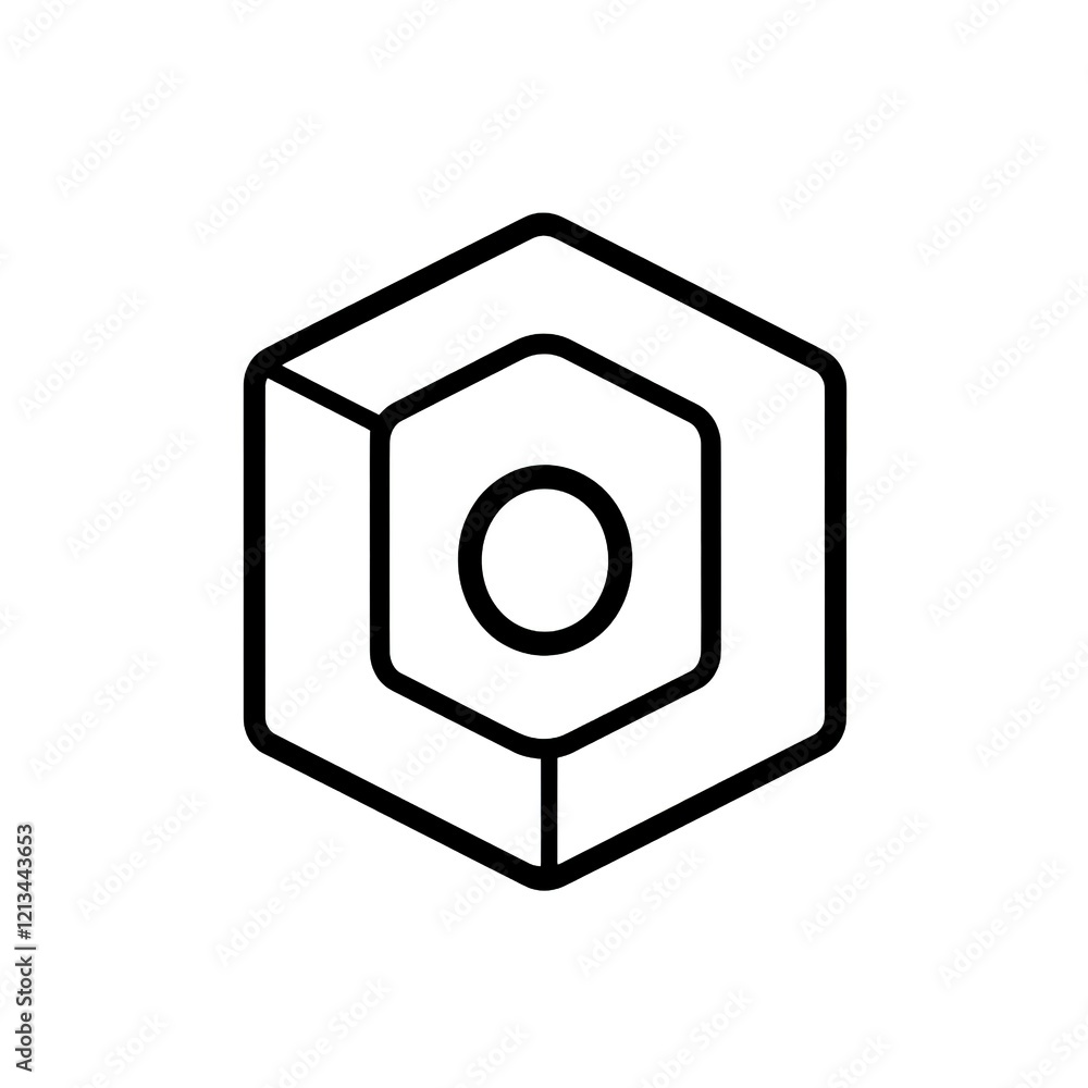 Poster abstract geometric hexagonal design with a central circle.