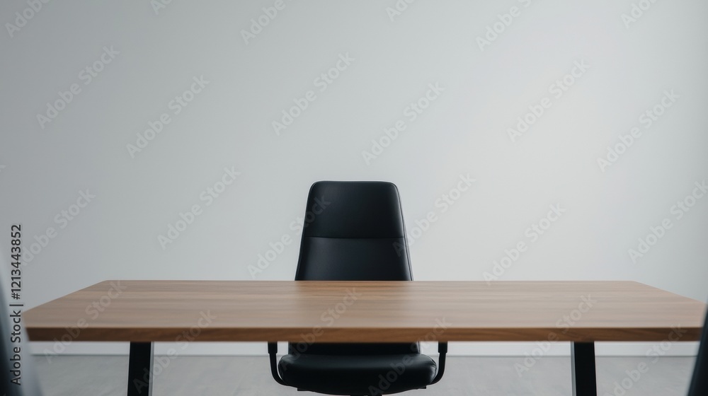 Poster ergonomic chairs surrounding empty table in collaborative office setup for group discussions