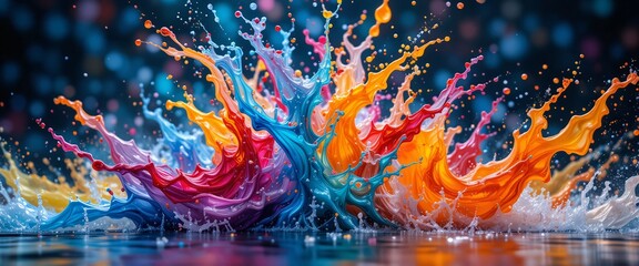 Dynamic abstract photograph of liquid forms and colliding objects