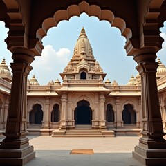 Obraz premium A majestic Indian temple with intricate carvings and ornate architecture