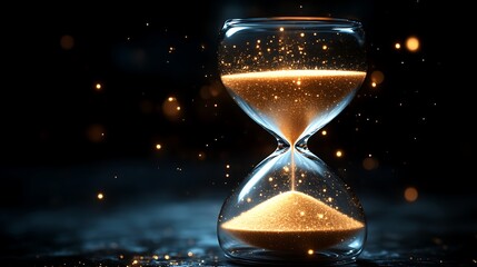 Golden Hourglass With Sparkling Sand Grains