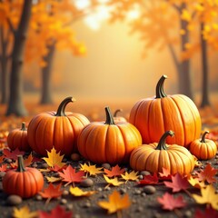 Naklejka premium Orange, round, and full of seeds, pumpkins are a staple of autumn