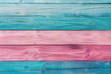 Pastel pink and teal painted wood planks