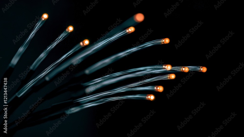 Poster illuminated fiber optics network technology data connection speed innovation digita