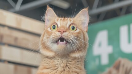 Surprised Ginger Cat  Wide Eyes  Pet Portrait  Funny Animal  Adorable Kitten