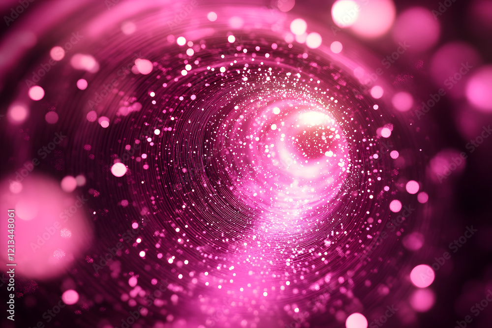 Poster pink vortex with particle effects and bokeh