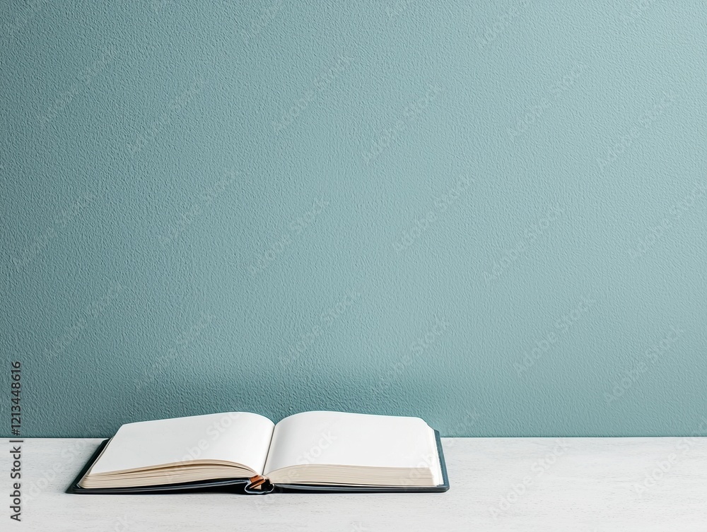Poster Open notebook inviting to write on minimalist office table