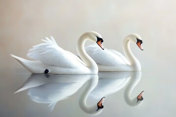 Two graceful swans on tranquil water