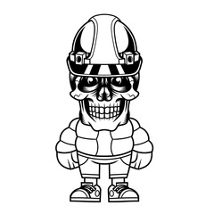 Mascot character design cartoon skull construction safety helmet outline