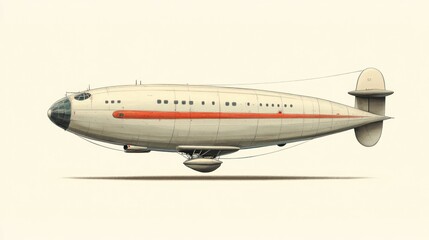 Fototapeta premium Retro futuristic airship illustration.