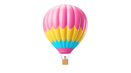 Colorful Hot Air Balloon on a transparent background